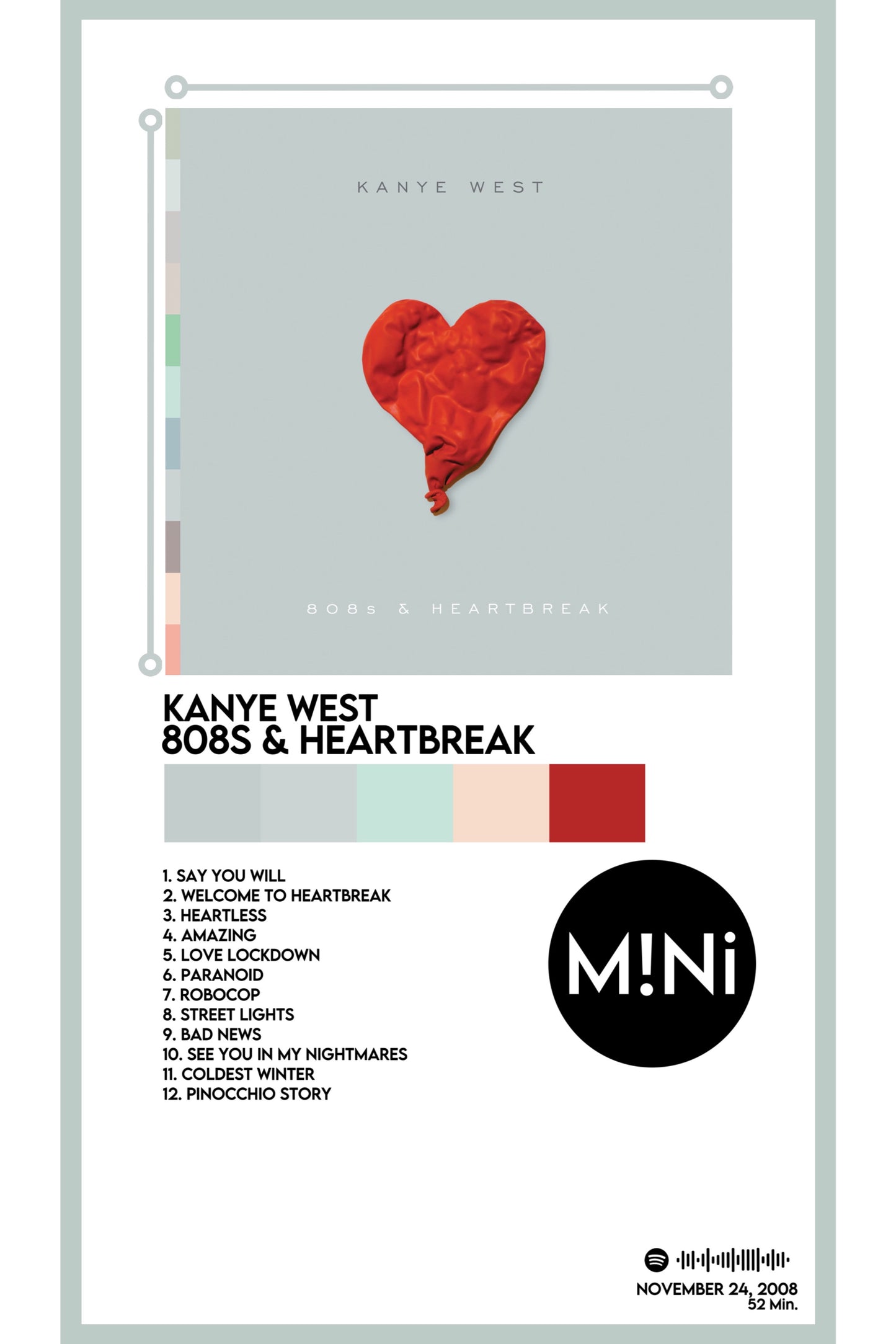 Kanye West- '808’s & Heartbreak' 12x18 Poster