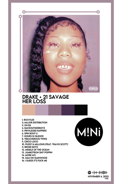 Drake, 21 Savage - 'Her Loss' 12x18 Poster