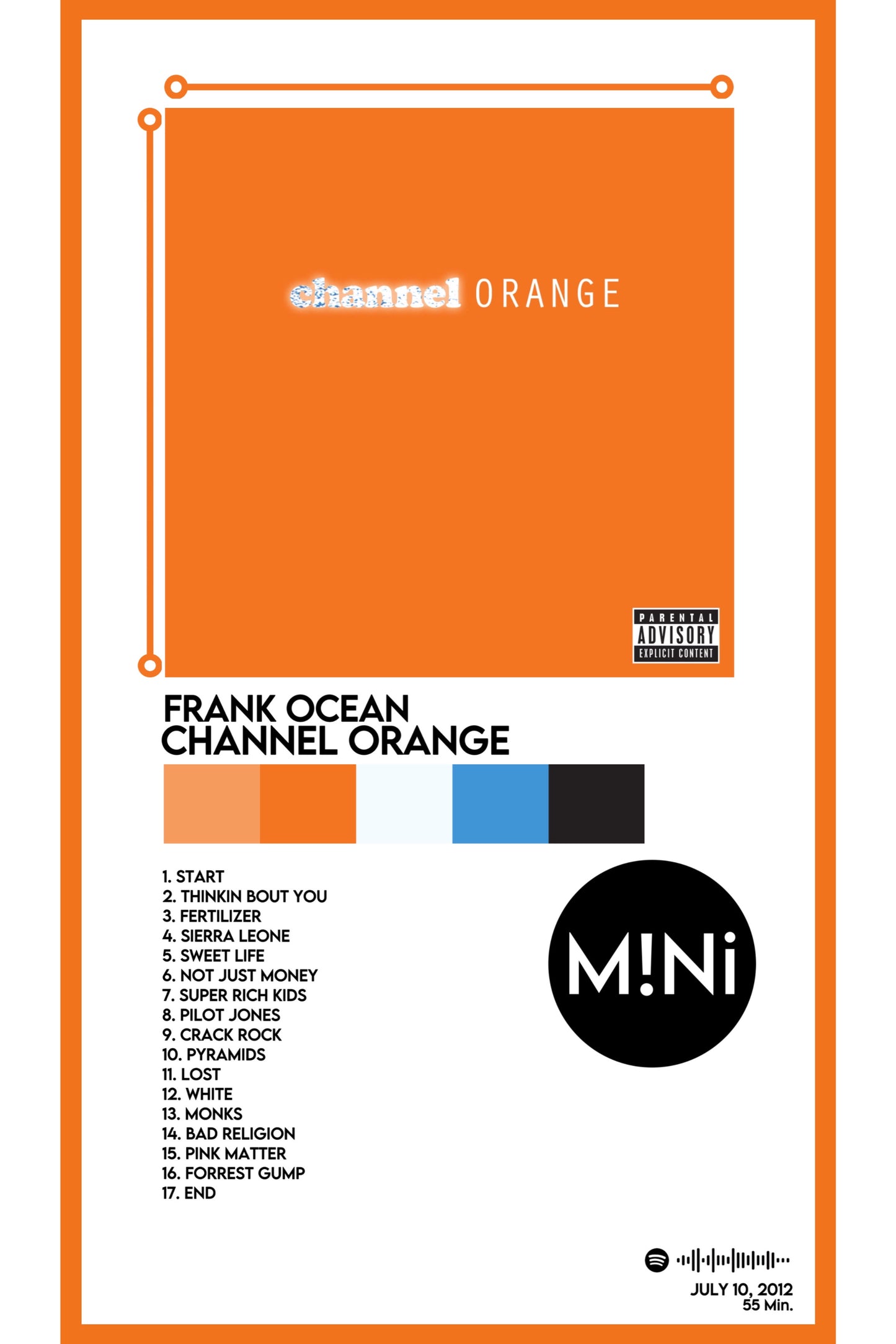 Frank Ocean - 'Channel Orange' 12x18 Poster
