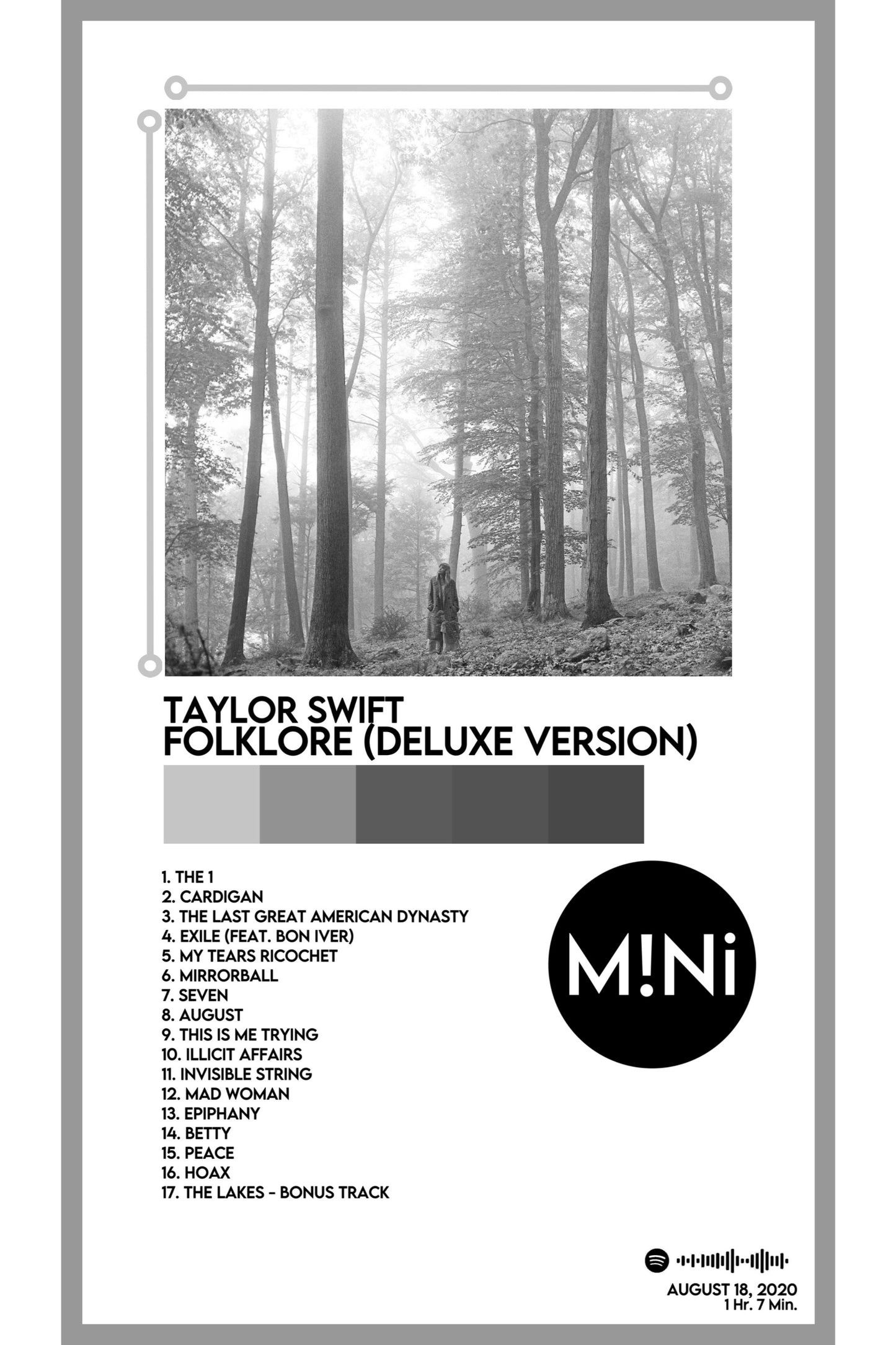 Taylor Swift - 'Folklore (Deluxe Version)' 12x18 Poster