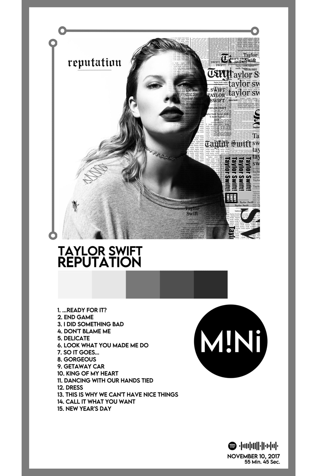 Repuation Poster Taylor Swift - 'Reputation' 12x18 Poster – MiNiMOL Posters