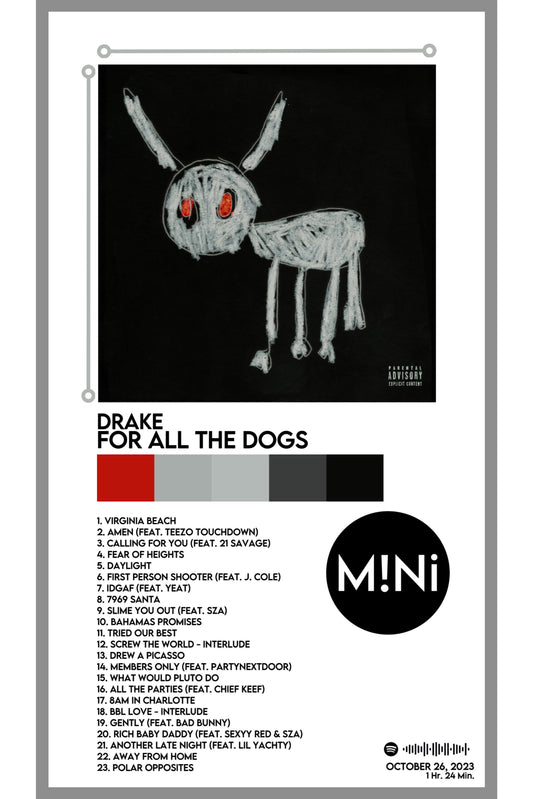 Drake - 'For All The Dogs' 12x18 Poster