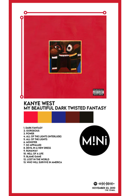 Kanye West - 'My Beautiful Dark Twisted Fantasy' 12x18 Poster