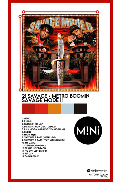 21 Savage, Metro Boomin - 'Savage Mode II' 12x18 Poster