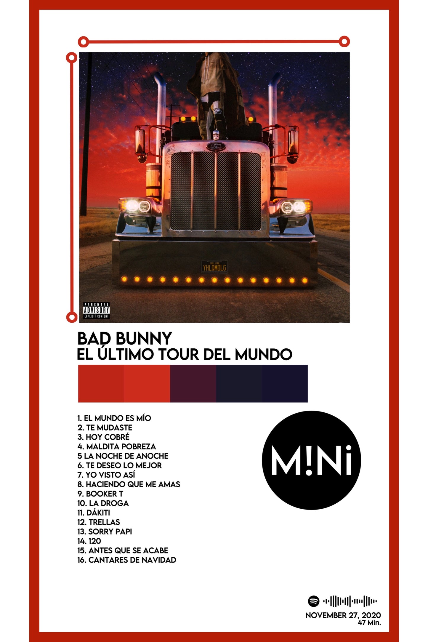 Bad Bunny - 'EL ULTIMO TOUR DEL MUNDO' 12x18 Poster