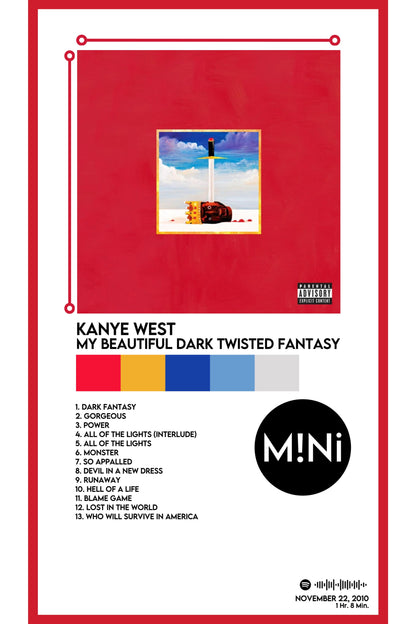 Kanye West - 'My Beautiful Dark Twisted Fantasy' 12x18 Poster