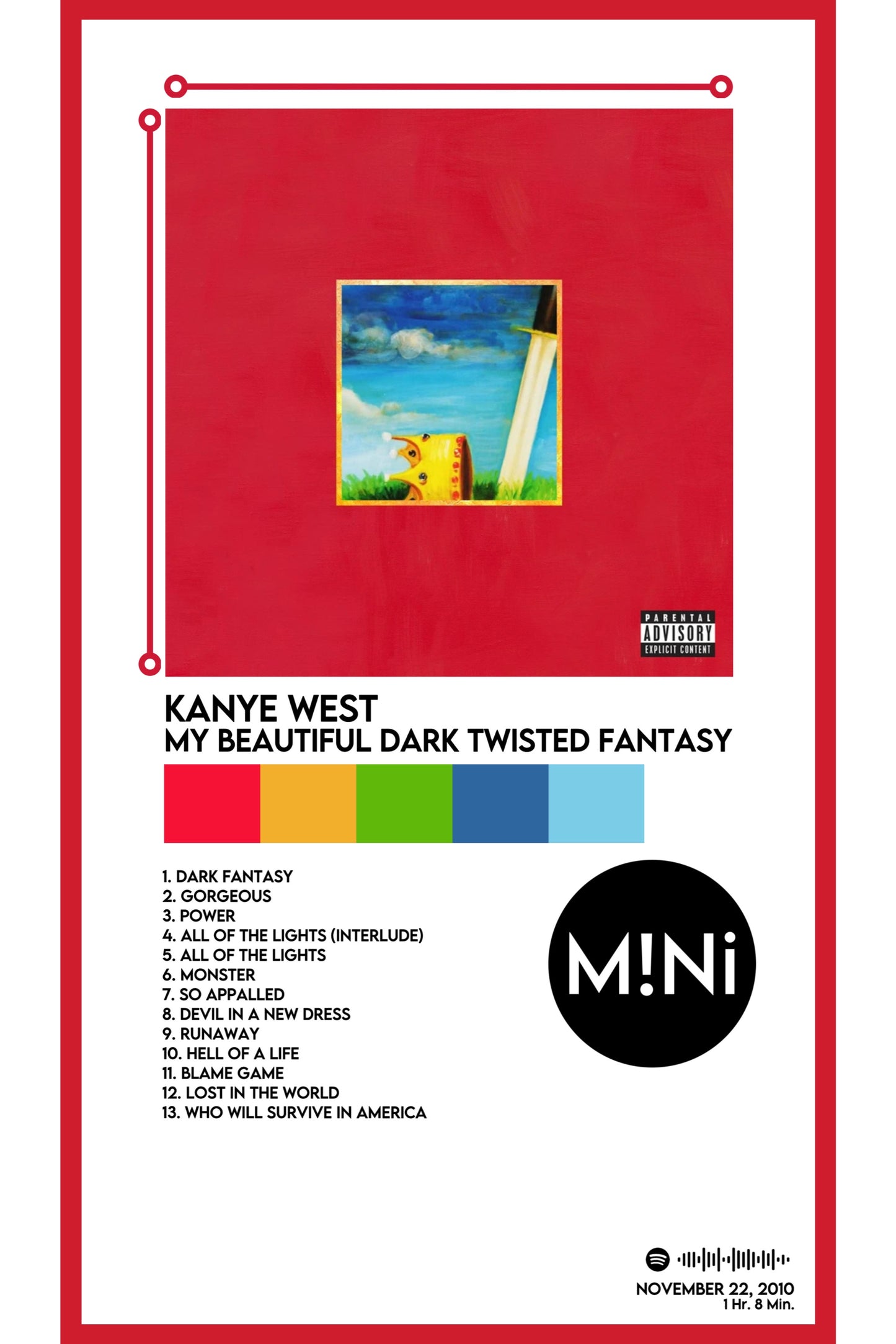 Kanye West - 'My Beautiful Dark Twisted Fantasy' 12x18 Poster