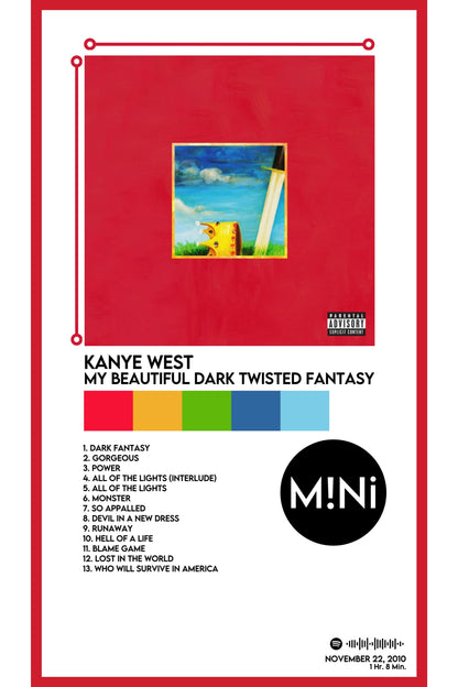 Kanye West - 'My Beautiful Dark Twisted Fantasy' 12x18 Poster