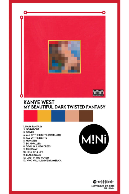 Kanye West - 'My Beautiful Dark Twisted Fantasy' 12x18 Poster