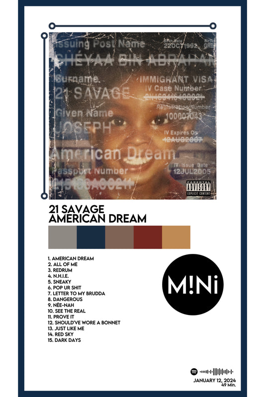 21 Savage - 'American Dream' 12x18 Poster