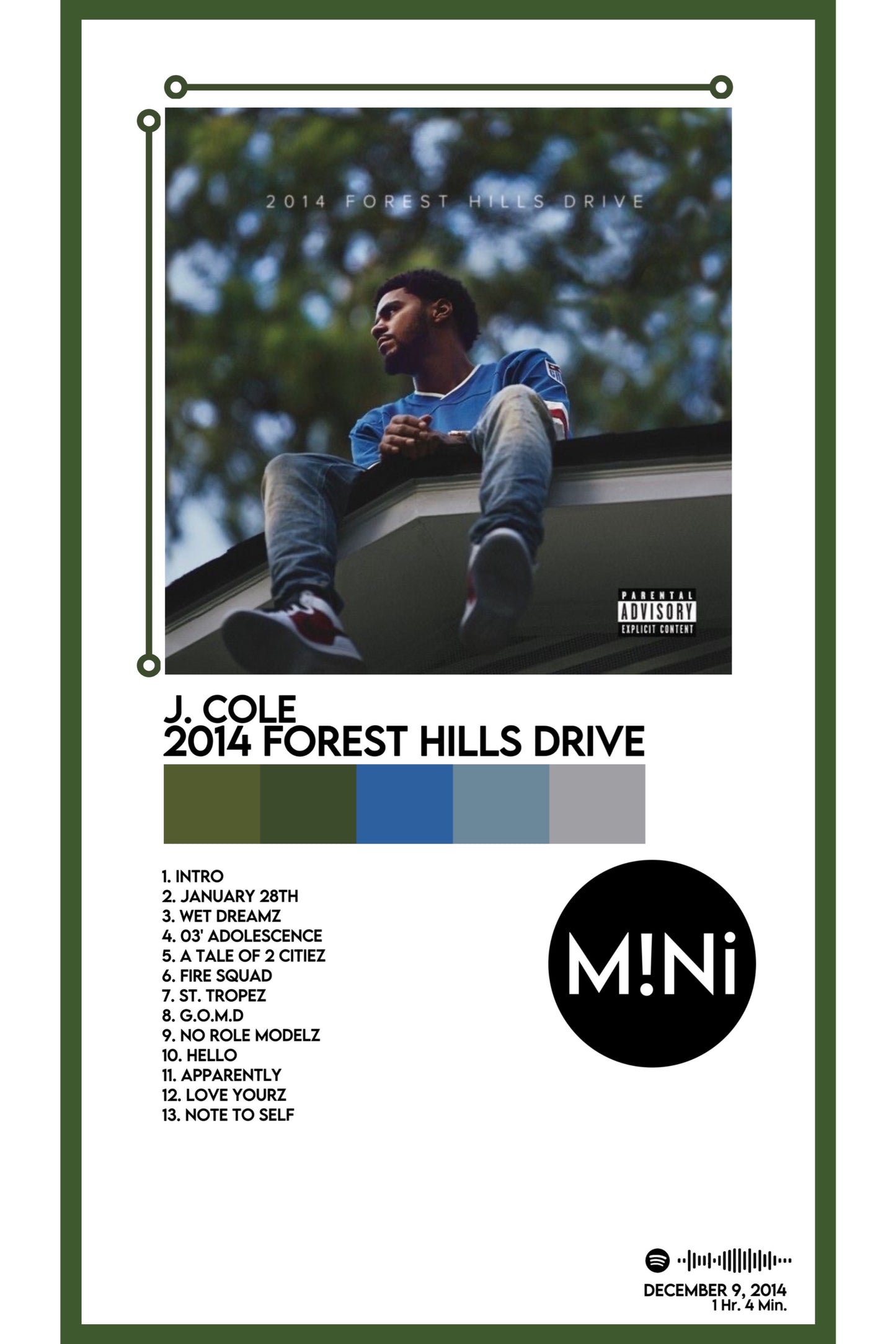 J. Cole - '2014 Forest Hills Drive' 12x18 Poster