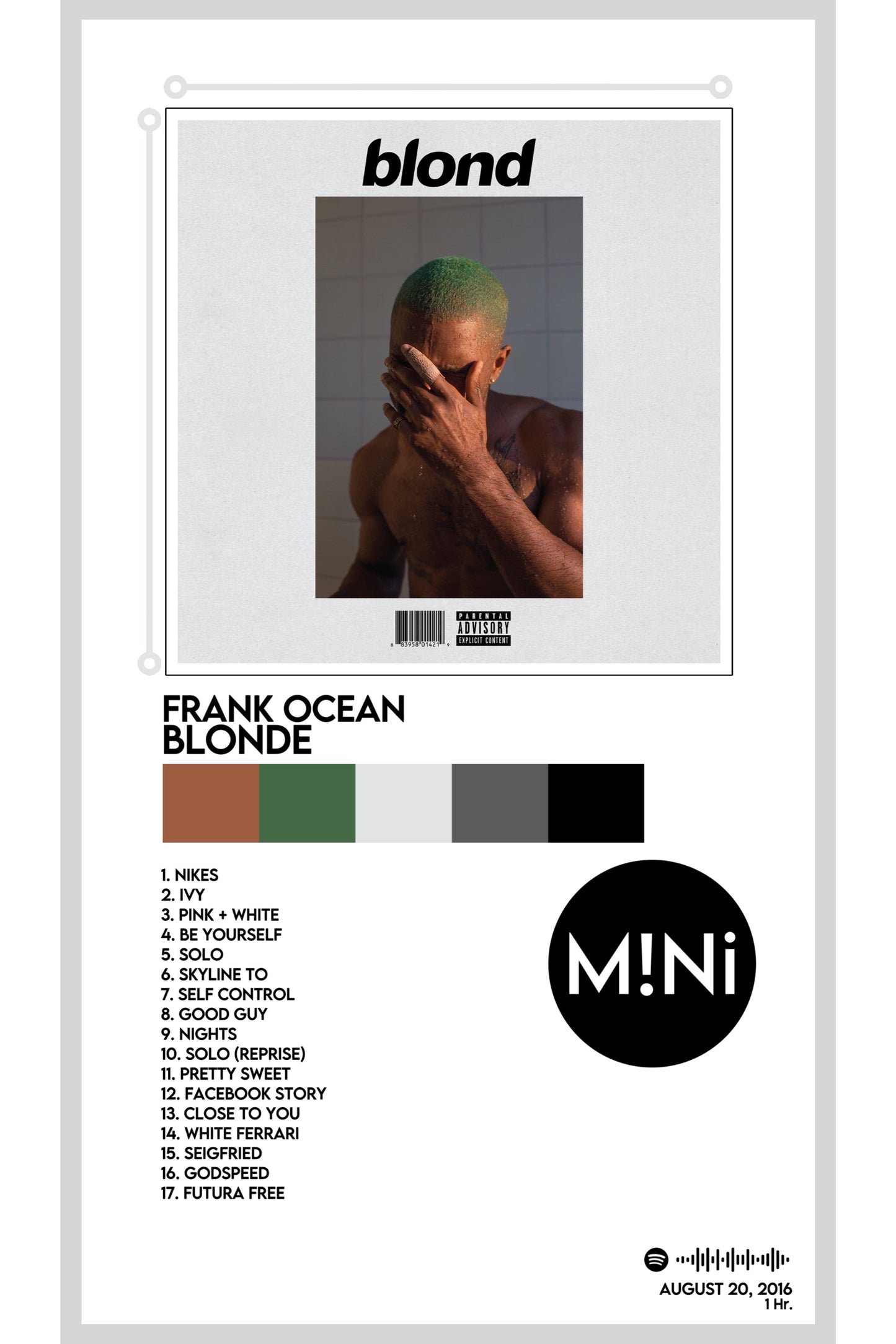 Frank Ocean - 'Blonde' 12x18 Poster